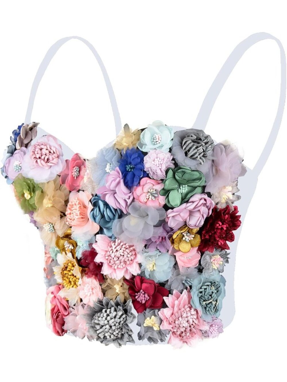3D Floral Bustier Crop Top | Sexy White Corset Style | Women's Fashion Top